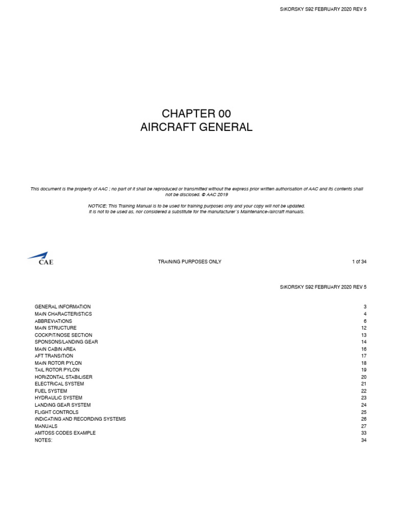 S92 Chapter 00 Rev 5 Pdf Aviation Aerospace