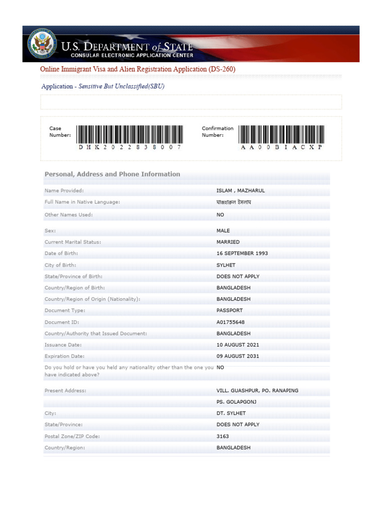 Consular Electronic Application Center Print Application PDF