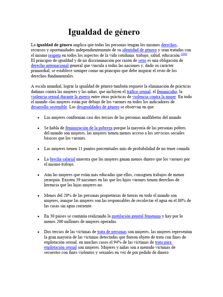 Igualdad y equidad de género hoy | PDF | Igualdad de género | Estudios ...