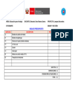 Hoja de Presupuesto Del Proyecto