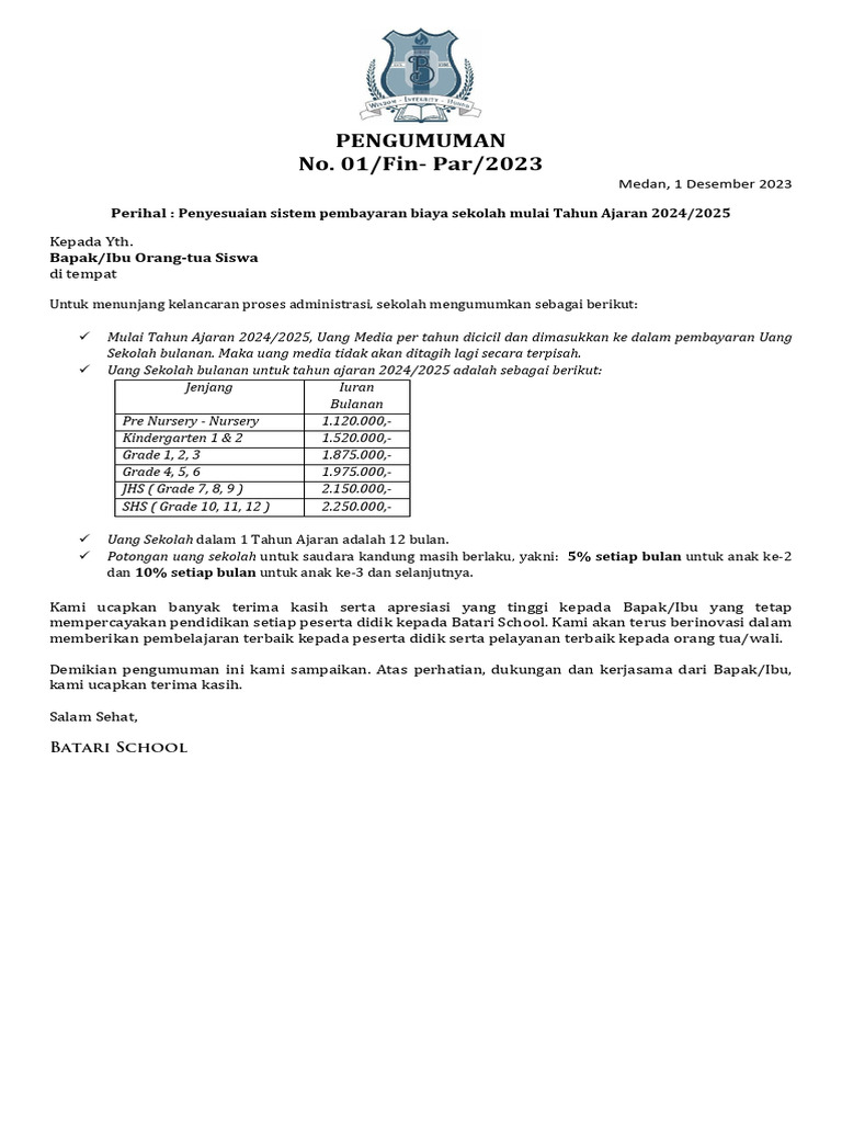 TA 2025 2025 Fee Announcement PDF