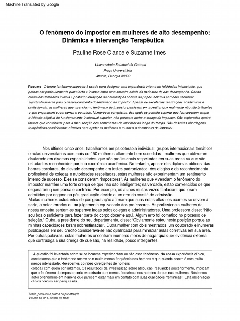 Sindrome Do Impostor Pdf Família Intelectual