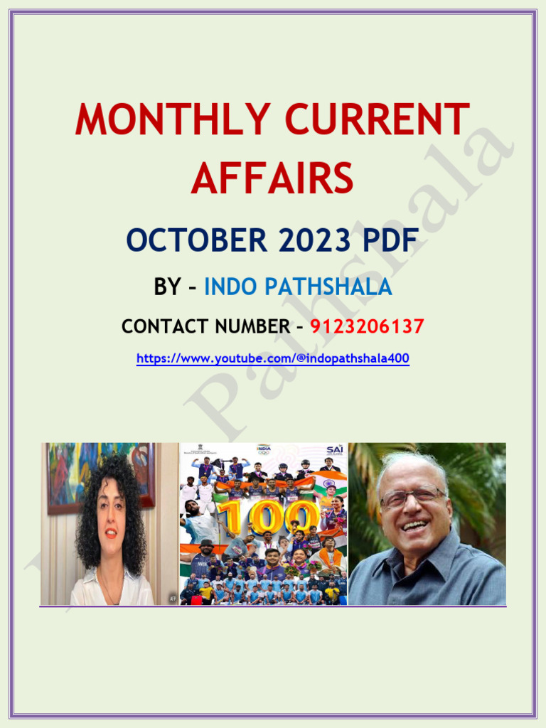October 2023 Current Affairs PDF | PDF | Reserve Bank Of India