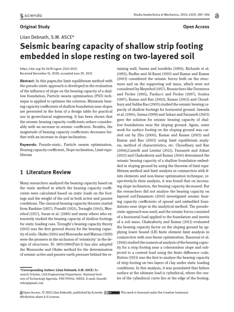 Seismic Bearing Capacity of Shallow PDF Geotechnical Engineering