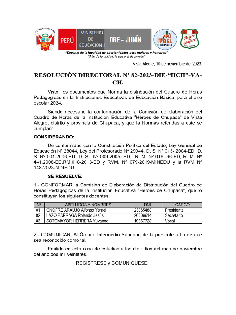 Rd. Cuadro de Horas 2024 PDF