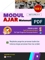 Modul Ajar Matematika - Pengertian Akar Persamaan Kuadrat - Fase D