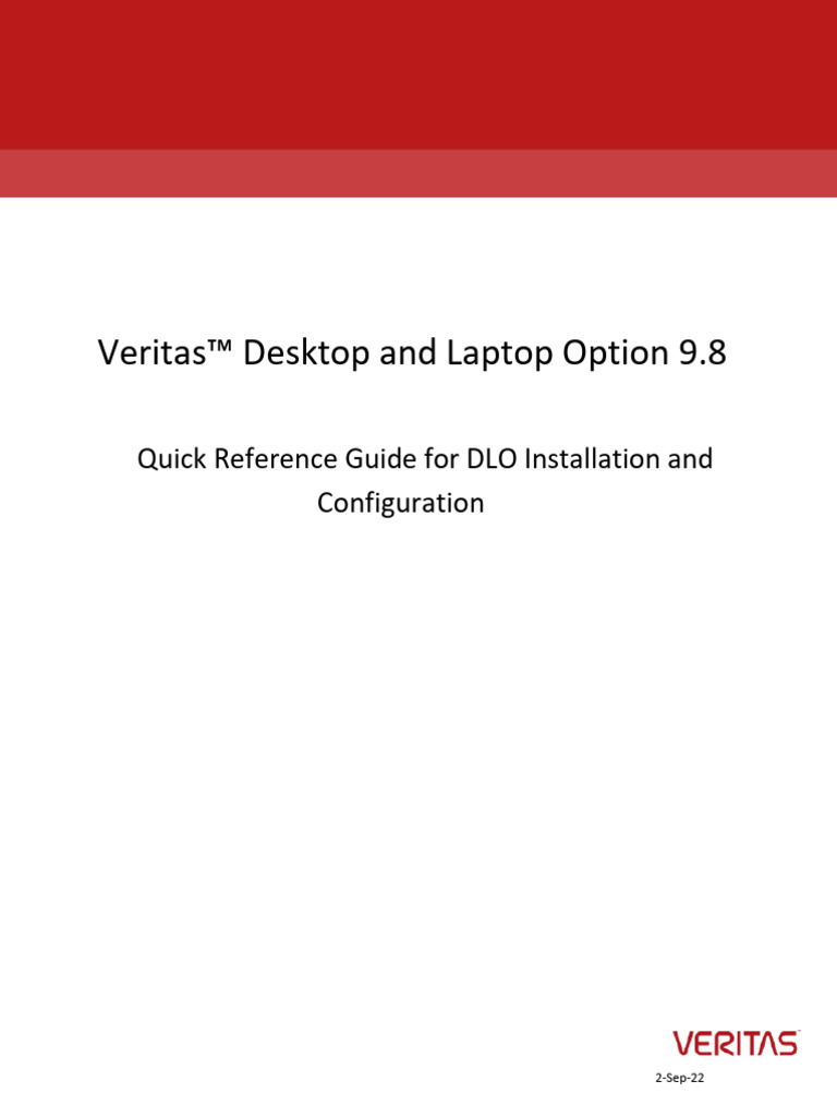Veritas dlo 9 8 quick reference guide for dlo installation and