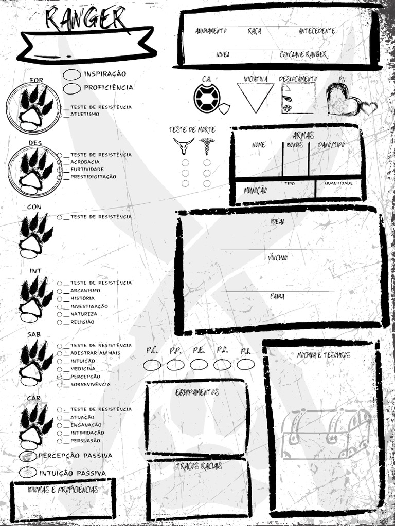 Ficha D&D 5e Ranger PDF