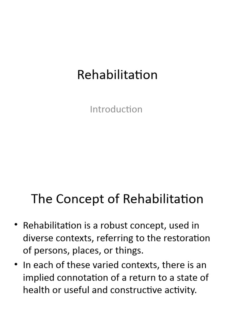 Rehabilitation, Definition and Approaches PDF Psychiatric Rehabilitation Disability