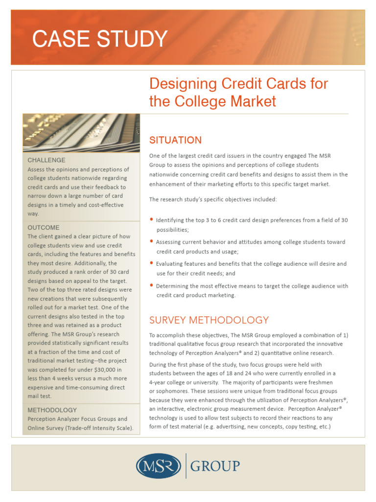 Credit Card Case Study PDF Focus Group Human Communication