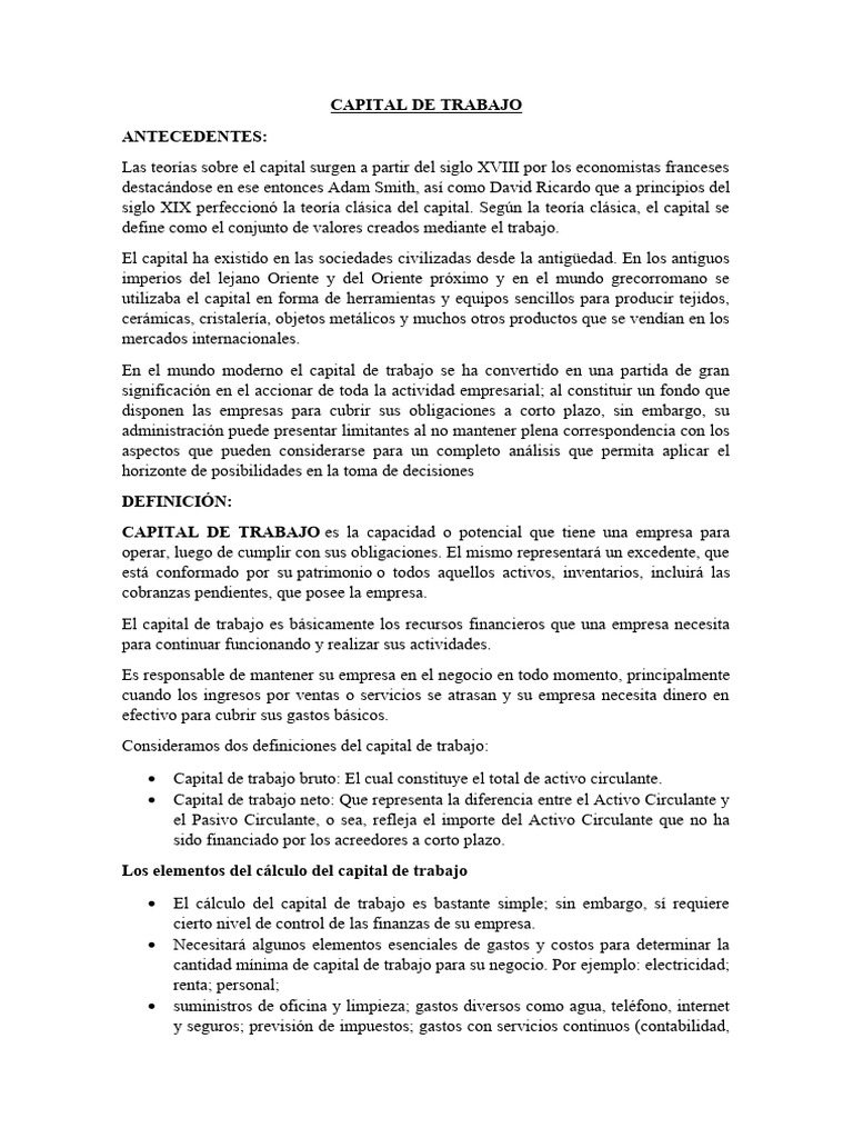 Capital de Trabajo | PDF | Capital de trabajo | Business