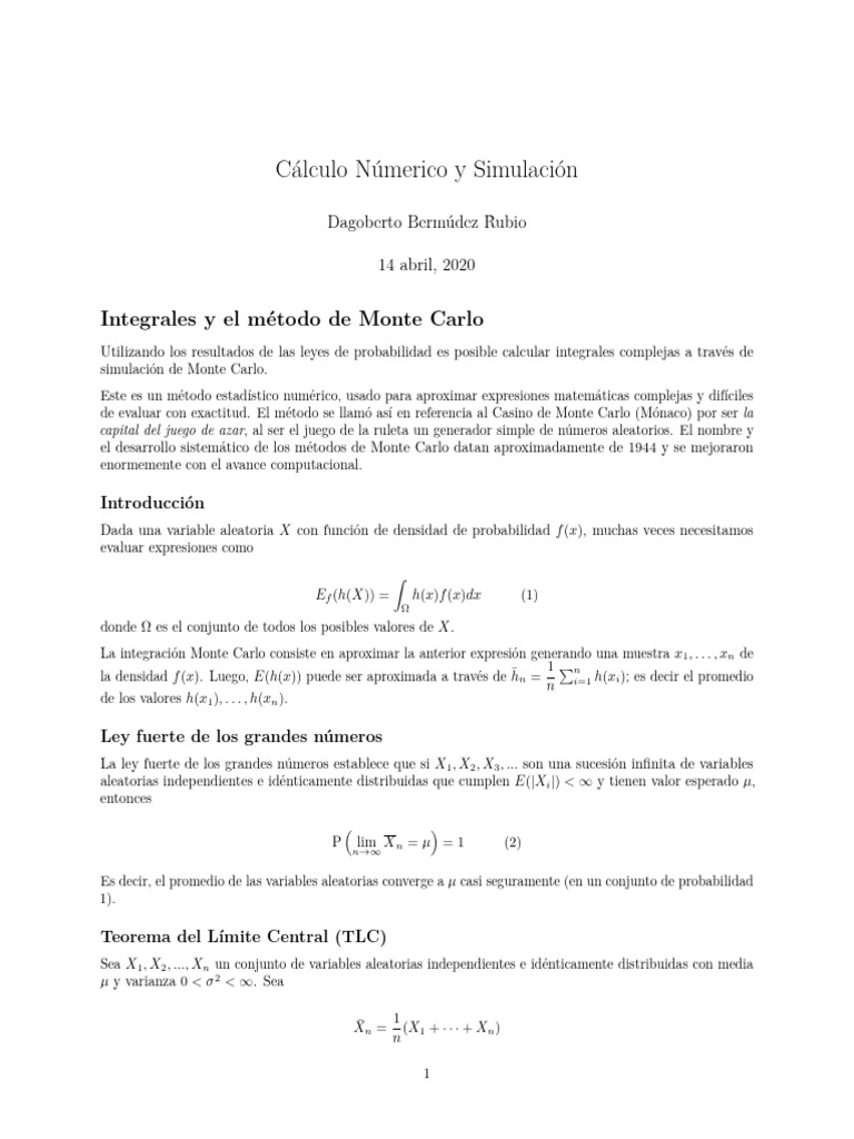 Integracion | PDF | Integral | Método Monte Carlo