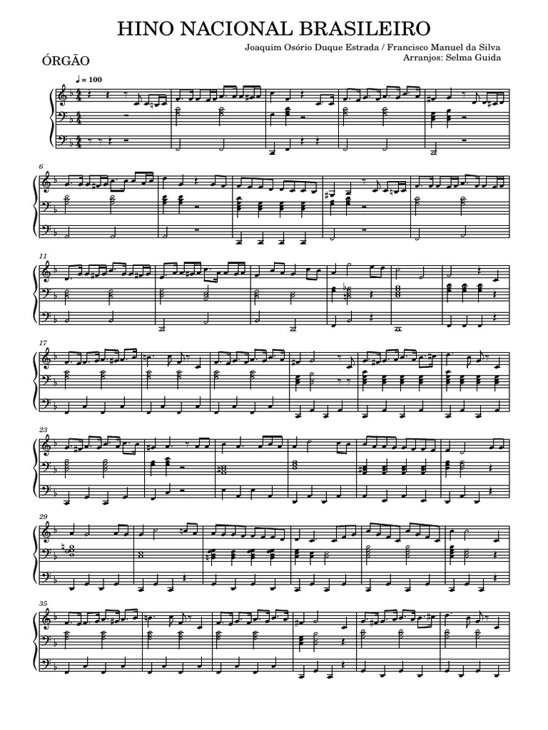 Partitura para Orgão Hino Nacional | PDF