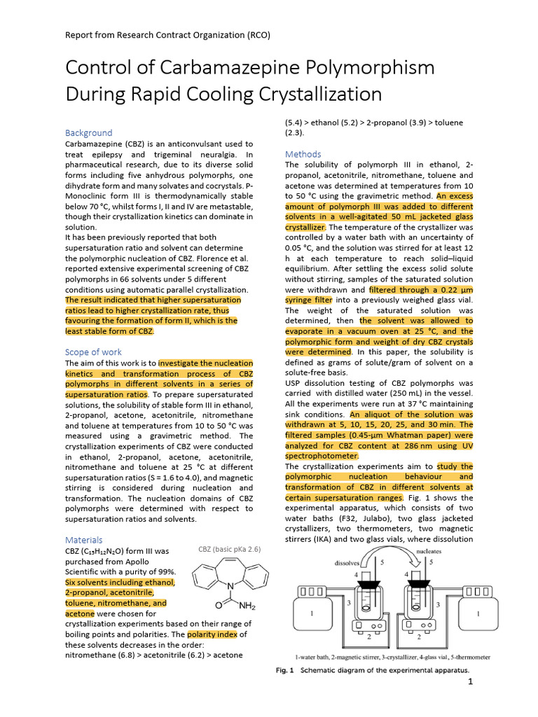 Control of Carbamazepine Polymorphism | PDF | Crystallization | Solubility