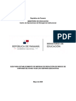 Guía para Establecimento de Medidas de Reducción de Riesgo de Contagio de Covid-19 en Los Centros Educativos (Con Adecuaciones)