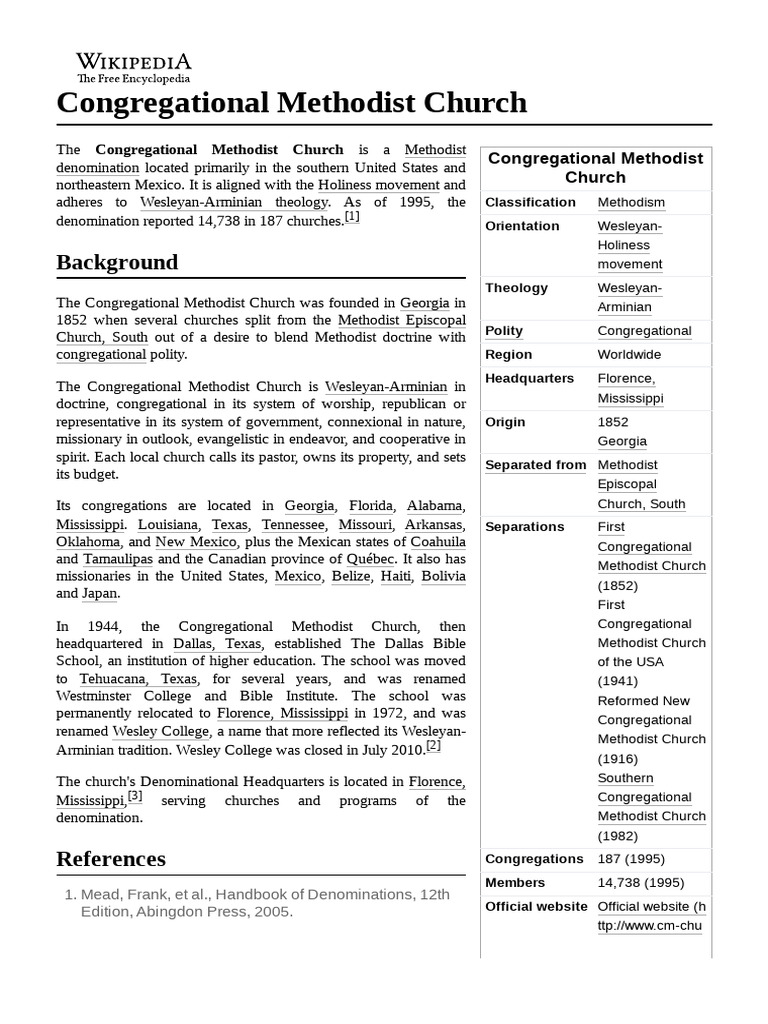 Overview of Congregational Methodist Church | PDF | Methodism ...