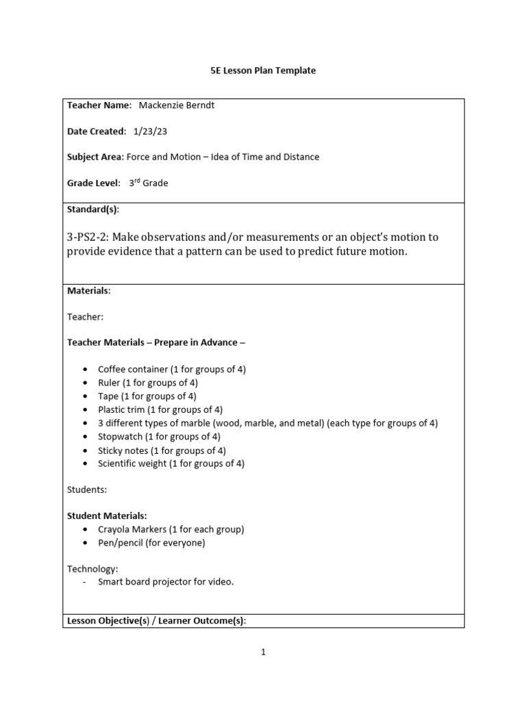 Force and Motion | PDF | Experiment | Learning