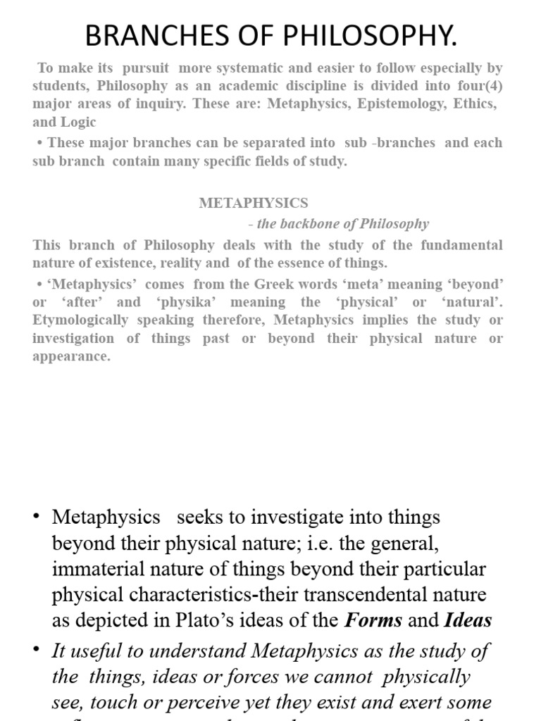 Understanding Metaphysics in Philosophy | PDF | Metaphysics | Reality