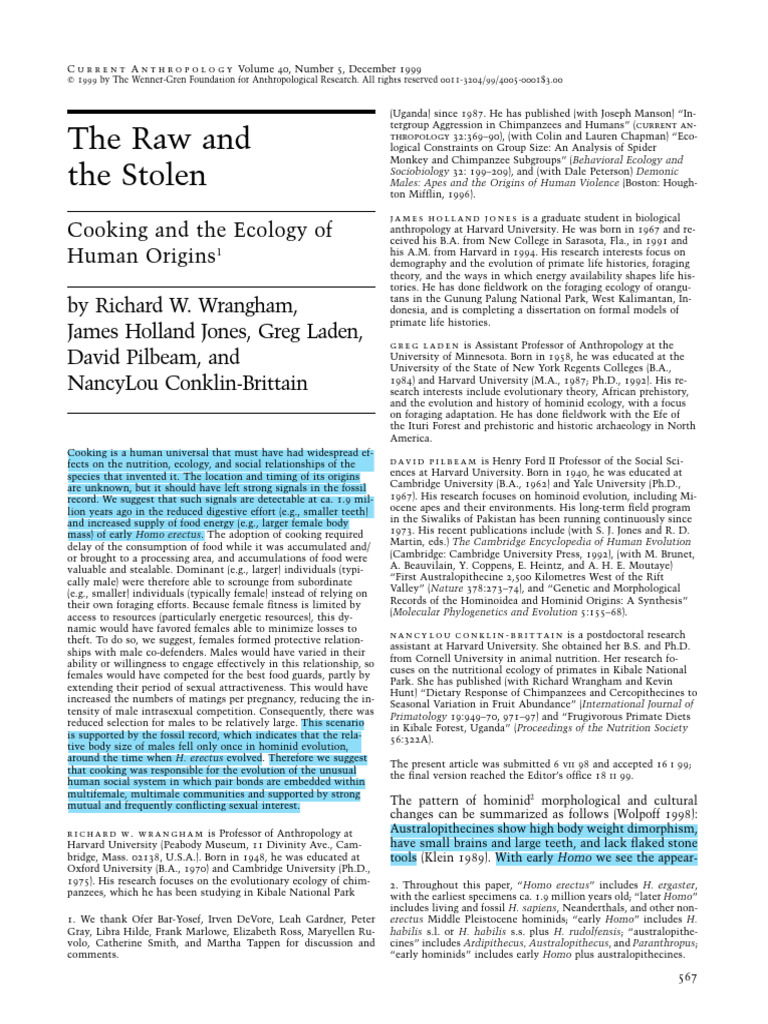 The Raw and The Stolen Cooking and The E | PDF | Human Evolution ...