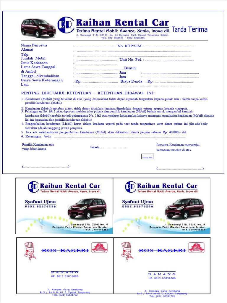 Dokumen - Tips - Kwitansi Rental Raihan 2 | PDF