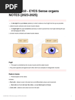 IGCSE 0610 - EYES Sense Organs NOTES (2023-2025)