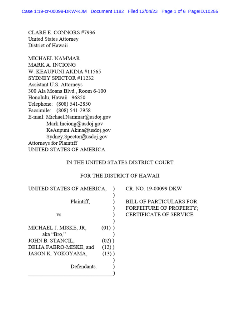 Forfeiture Bill of Particulars: Miske Case | PDF | Land Lot | Common Law