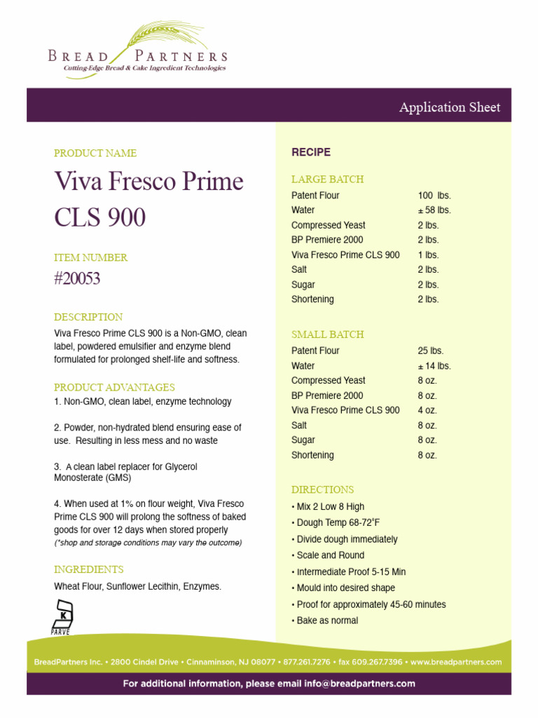 Viva Fresco Prime CLS 900 Overview | PDF | Dough | Foods