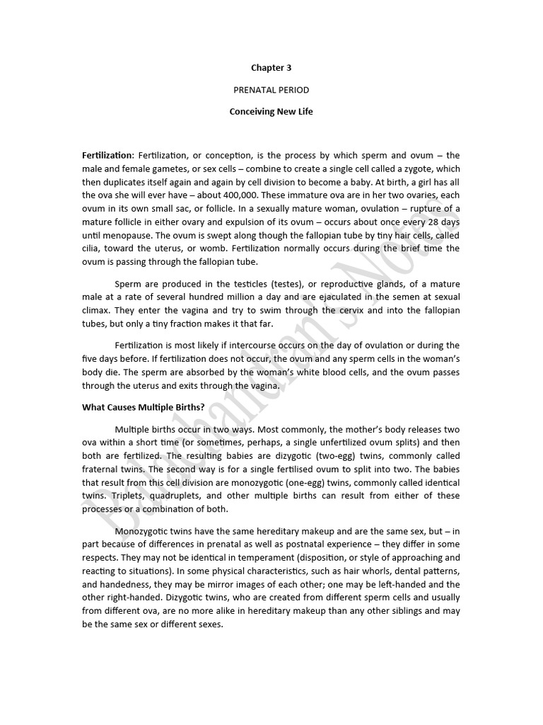 Unit 3a Prenatal Period PDF Dominance Allele