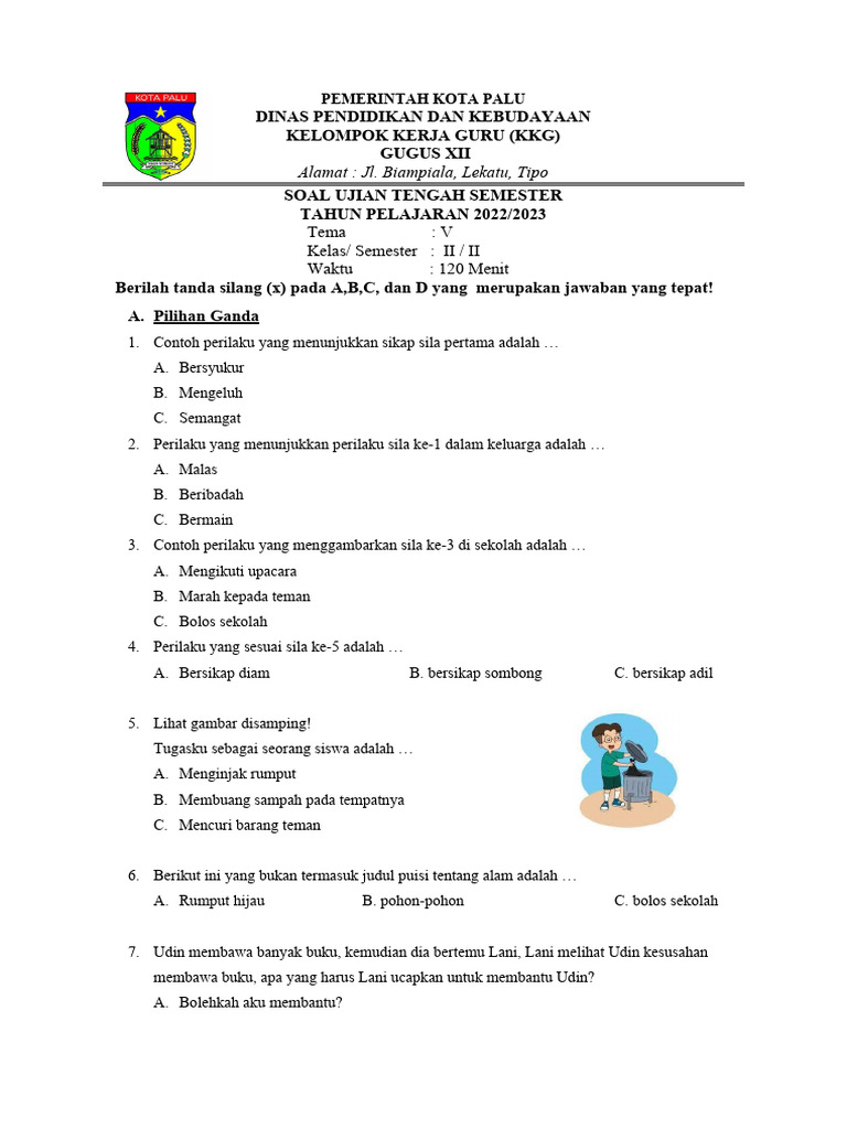 Mengintip Soal-Soal Ujian: Kumpulan Contoh Soal UTS Kelas 2 Tema 1 Tahun 2019 untuk Mempersiapkan Diri