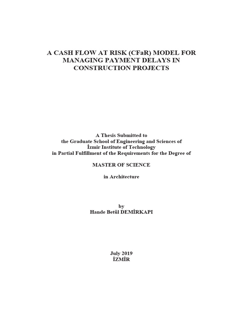 A cash flow at risk cfar model for construcstion project download