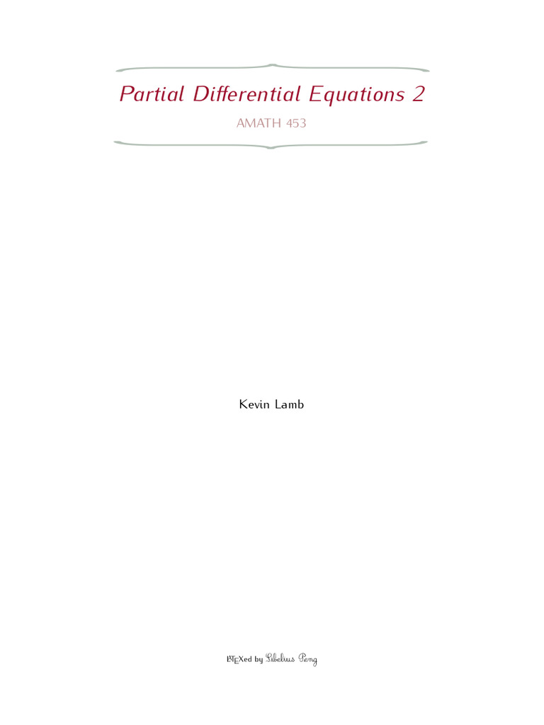 Partial Differential Equations Overview | PDF | Partial Differential ...