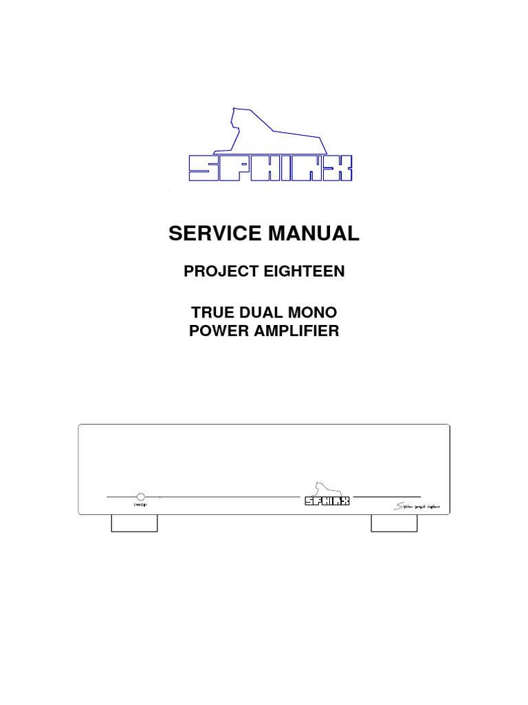 Sphinx Project Eighteen Service Manual | PDF | Amplifier | Electrical ...