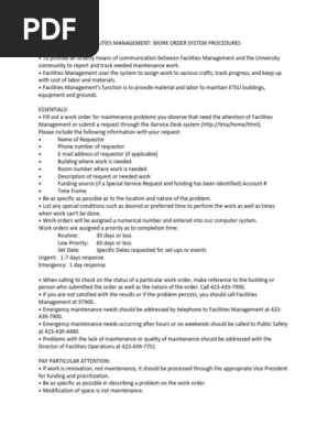 Work Order Procedures