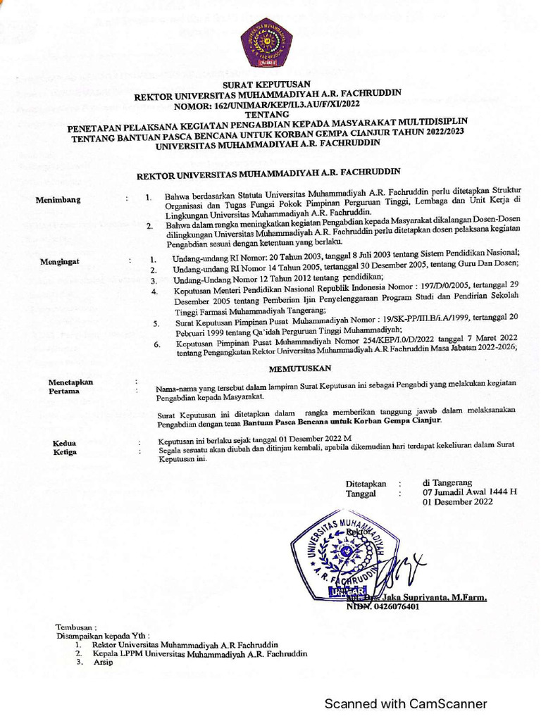 Sk Pkm Gempa Cianjur Compressed Pdf