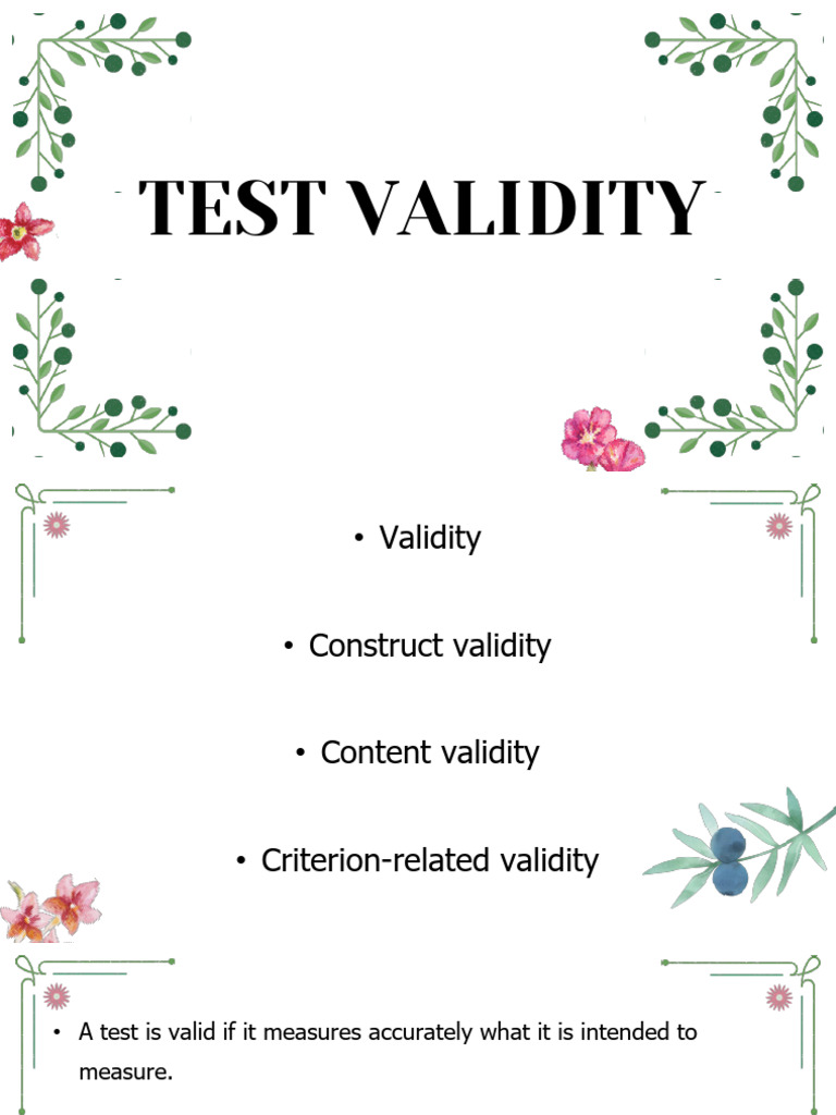 Test Validity PDF Validity (Statistics) Educational Assessment