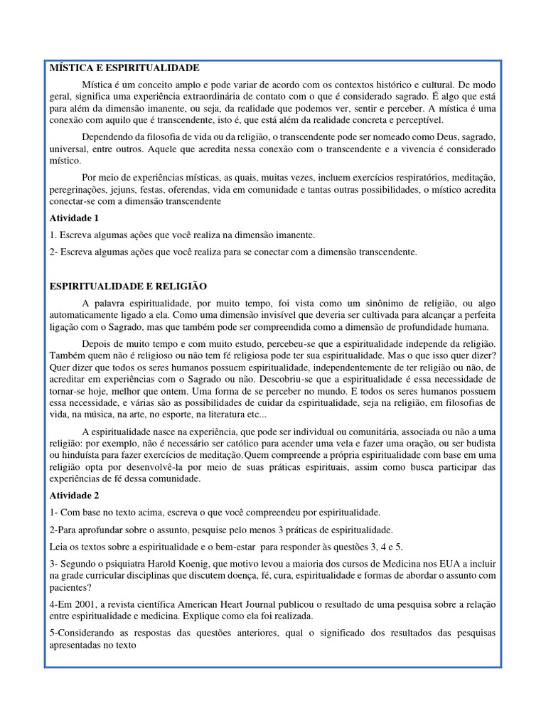 Mística e Espiritualidade: Conexões e Práticas | PDF | Misticismo ...