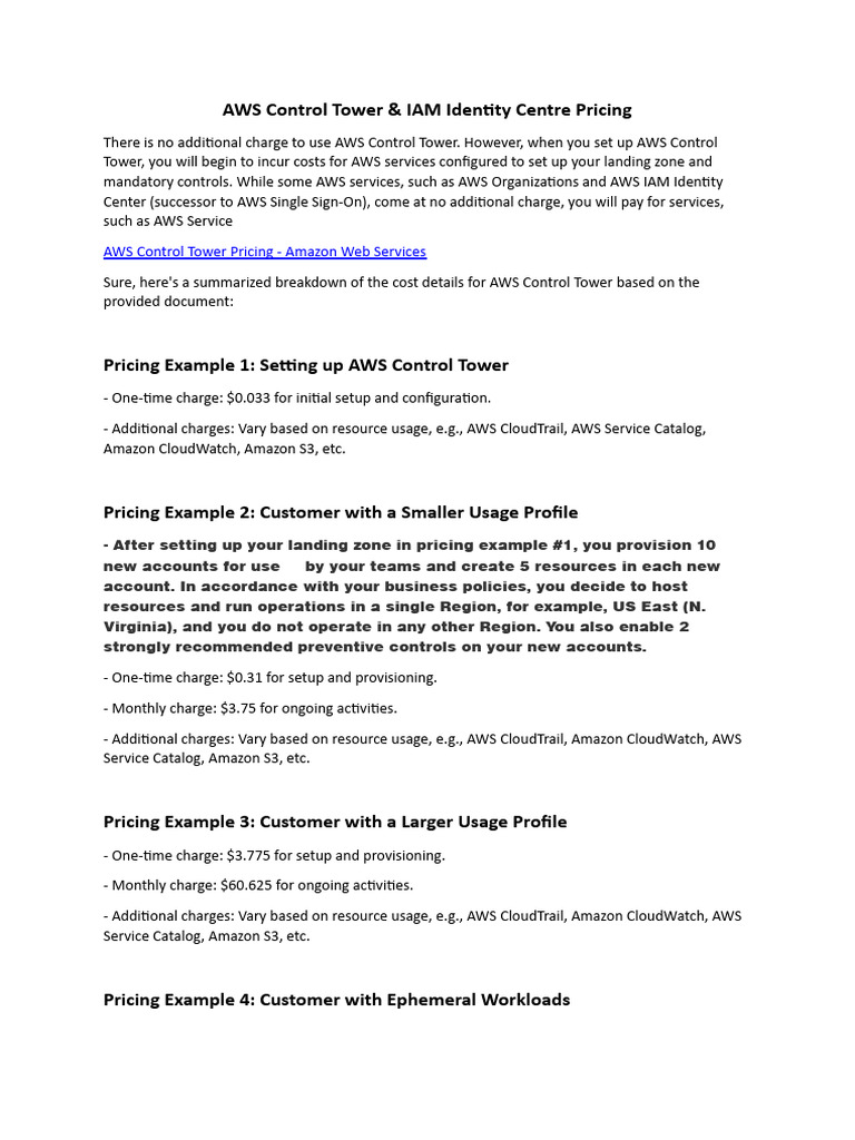 Aws control tower pricing pdf amazon web services pricing