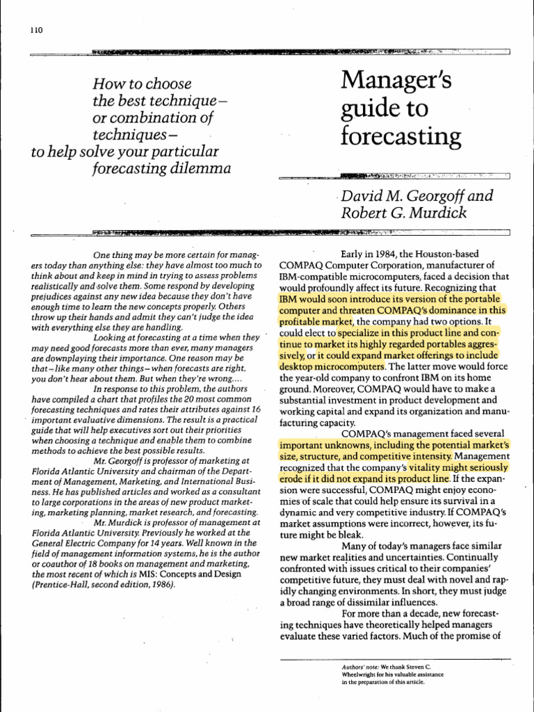 Manager's Guide to Forecasting Techniques | PDF | Forecasting | Time Series