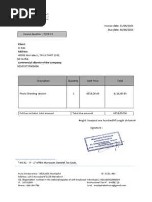 Mostapha - Invoice