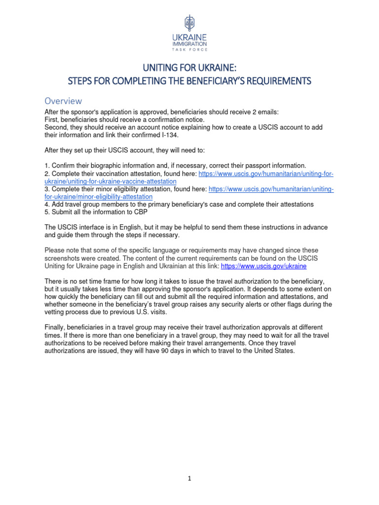 Uniting For Ukraine Beneficiary Steps Download Free PDF