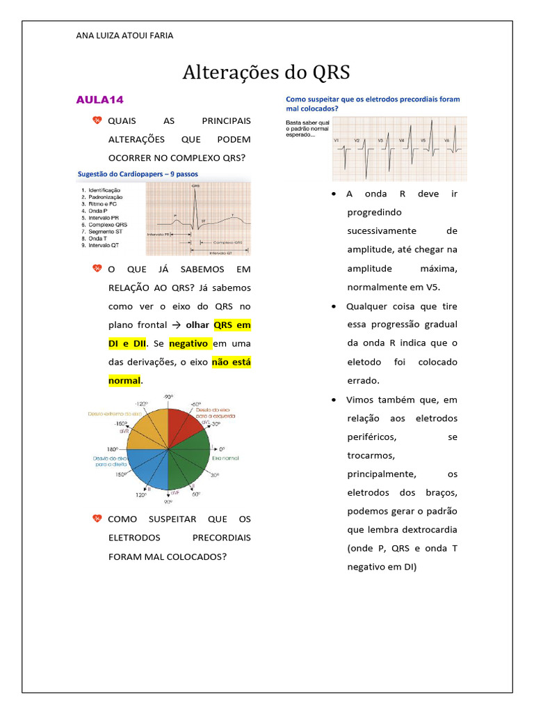 Alterações do Complexo QRS no ECG | PDF | Eletrocardiografia | Coração