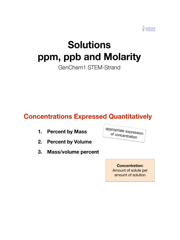 PPM PPB Molarity | PDF