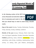 1200 Commonly Repeated Words in IELTS Listening Test