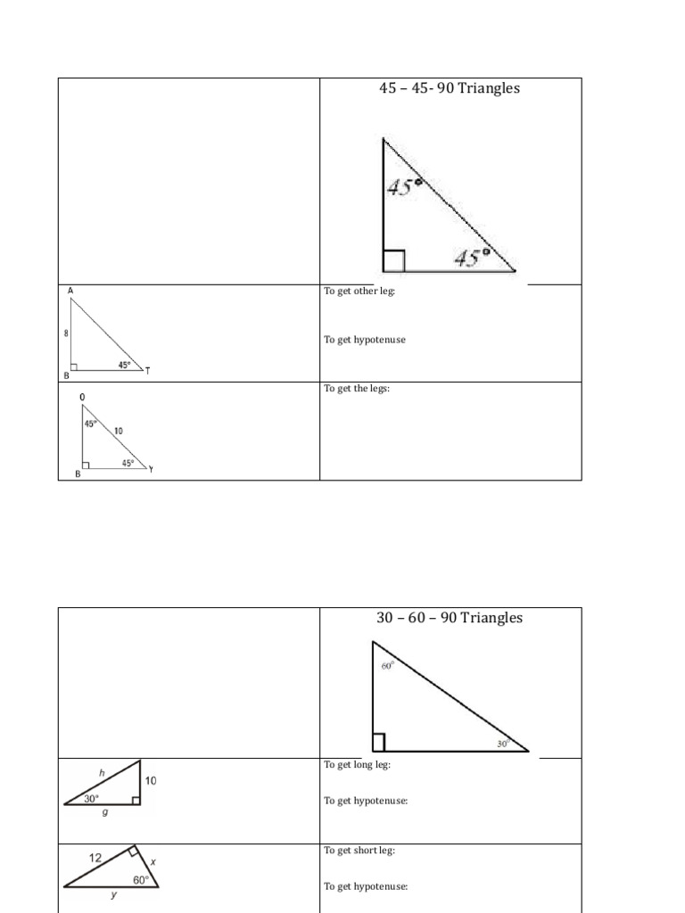 Special Right Triangle Formulas | PDF