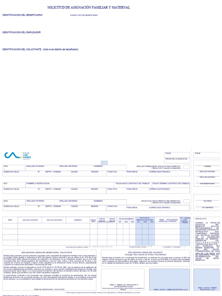 Instrucciones para Solicitud de Asignación Familiar | PDF | Certificado ...