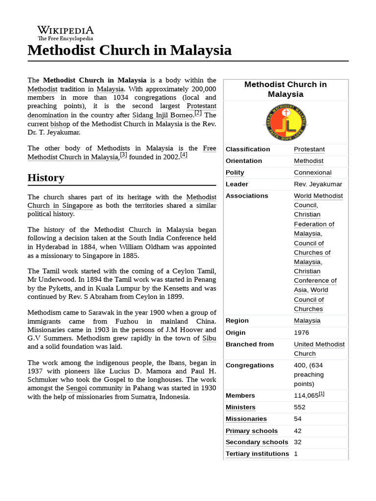 Methodist Church in Malaysia Overview | PDF | Protestant Denominational ...