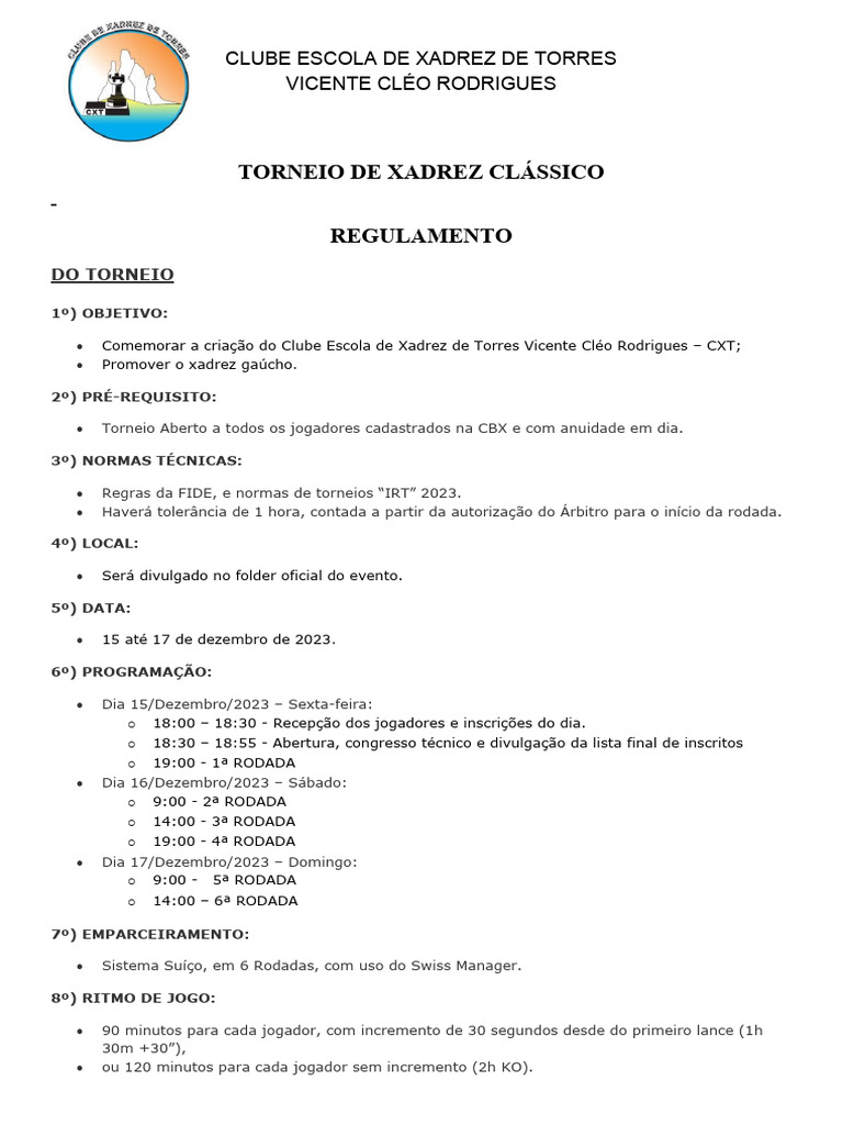 Regulamento - 1º Torneio Municipal de Xadrez by Prefeitura de Dom Silvério  - Issuu