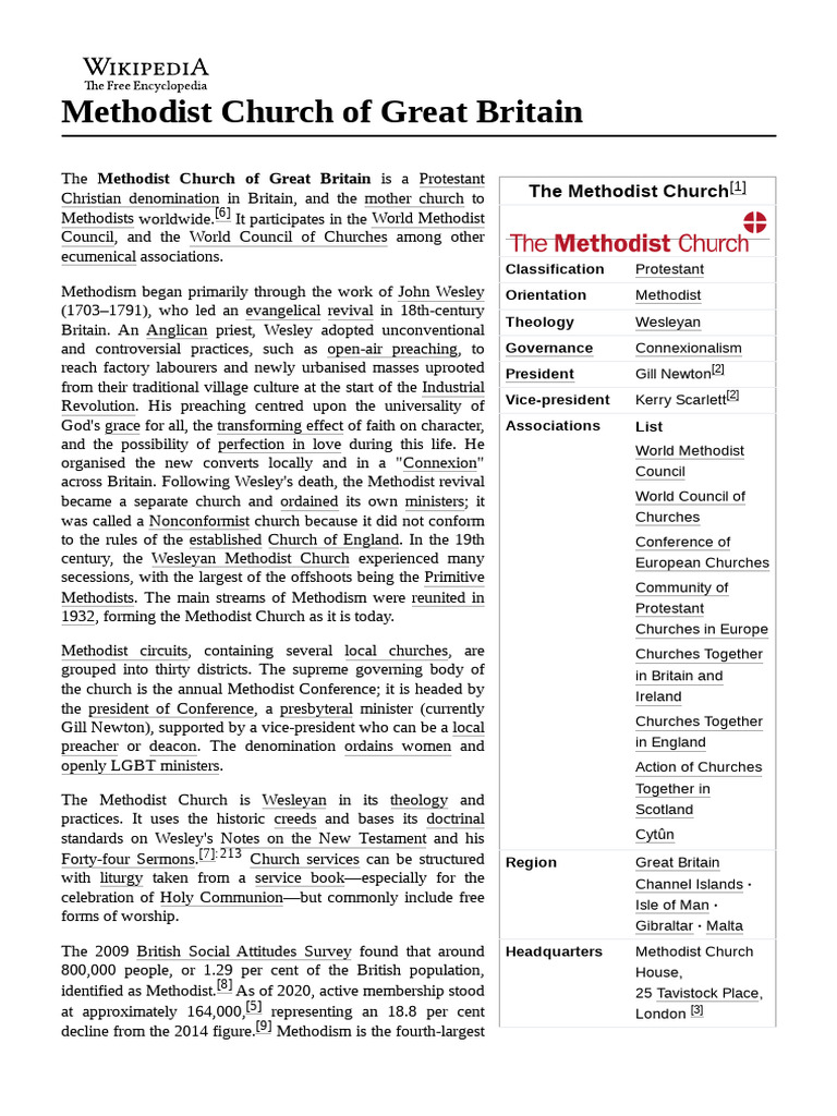 Overview of the Methodist Church UK | PDF | Methodism | John Wesley