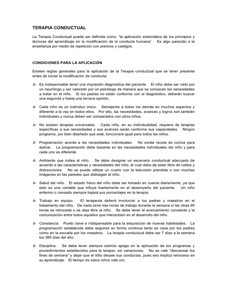 Terapia Conductual | PDF | Psicoterapia | Terapia conductual
