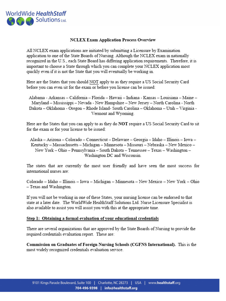 NCLEX Application Overview PDF National Council Licensure Examination U.S. State